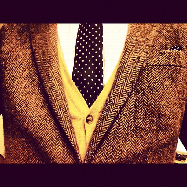 Dagens outfit #tweed, senapsgult och prickar