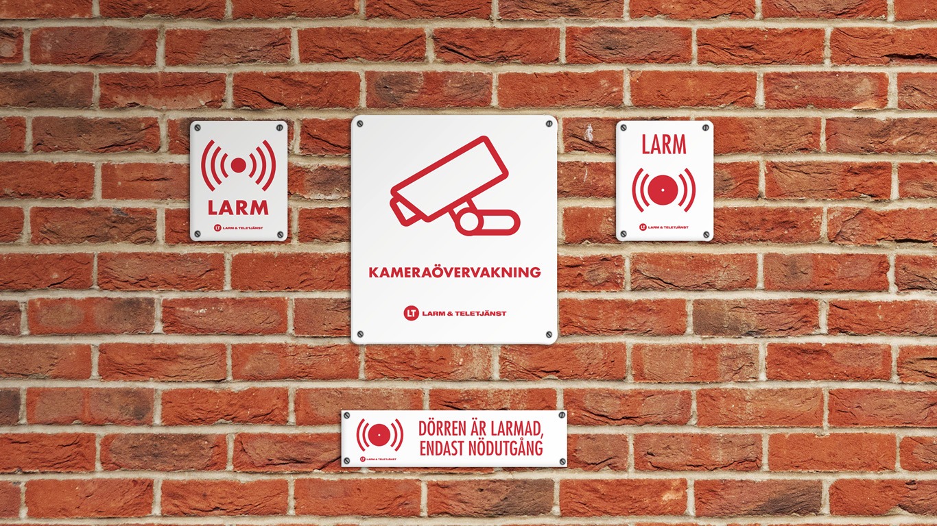 Illustration och layout för ett premiumkoncept inom säkerhetsskyltning, med fokus på tydlighet, läsbarhet och funktion.